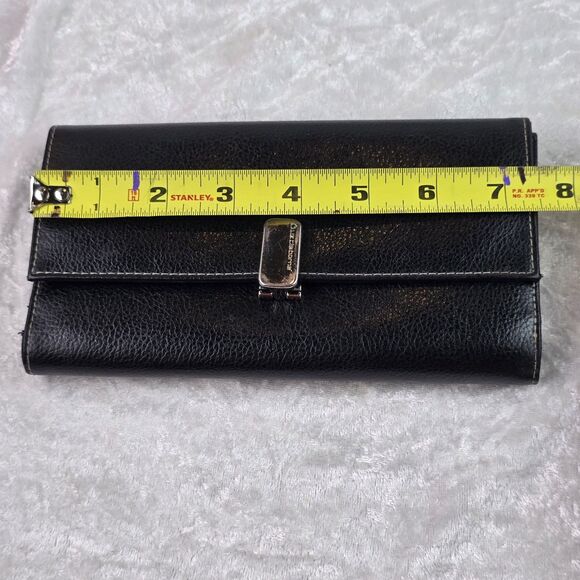 Liz Claiborne Black Leather Tri- Fold Check Book Style Wallet - Picture 7 of 8
